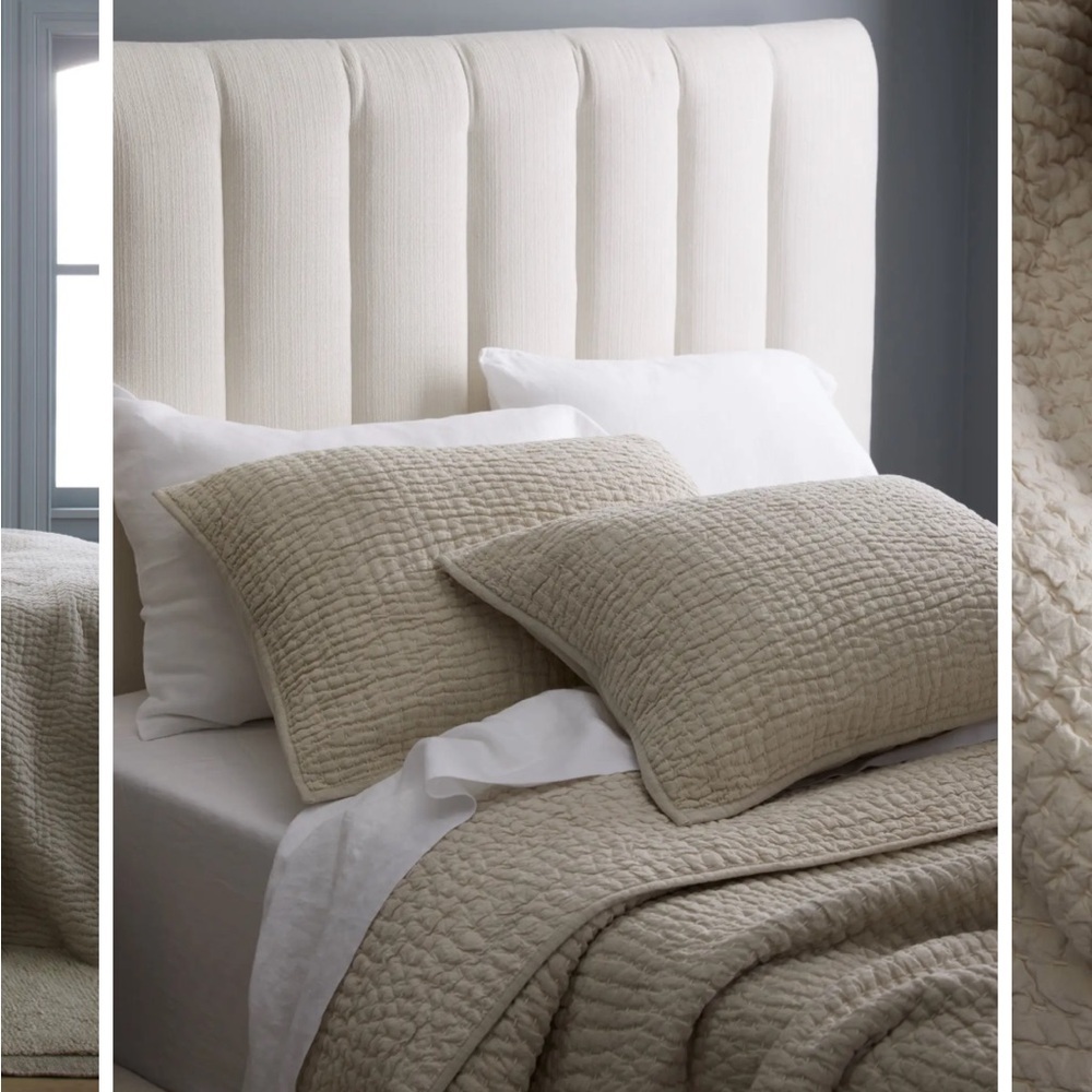 QUINCE European Linen Cotton Stitch Standard Shams Set in Natural NEW